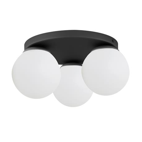 PLAFON ANABEL 3 LUCES NEGRO C/T OPAL BLANCA XTRELAMP