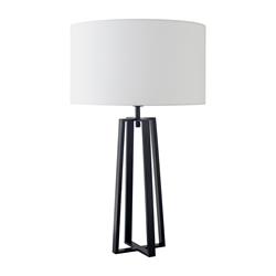 Lámpara de Mesa LEONOR Metal Negro Pantalla Blanca